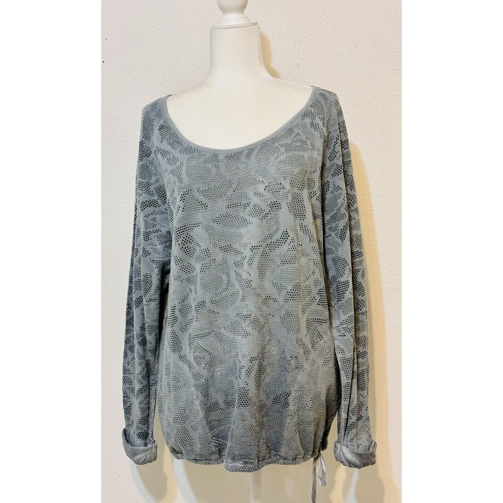 Soft Surroundings Women Size M Blue Mist Eyelet Tasseled Tunic Top Boho